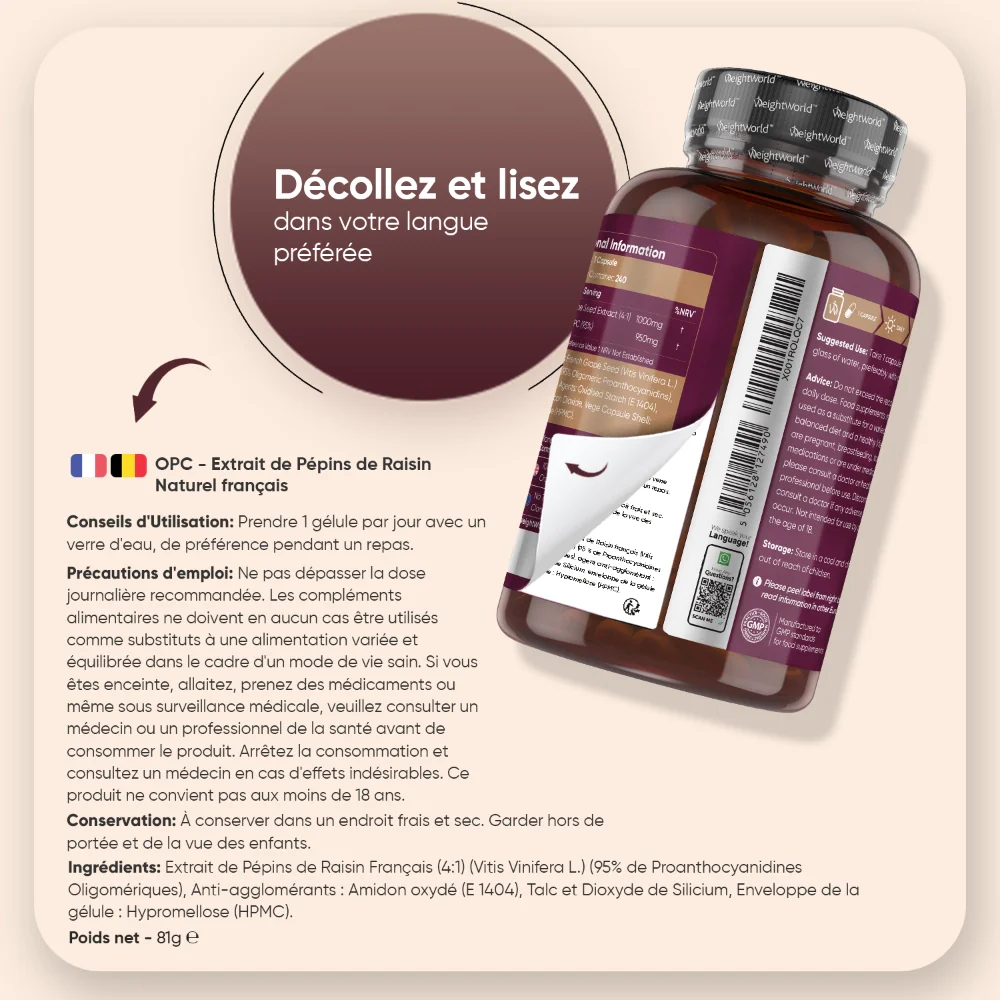 Extrait de Pépins de Raisin Français OPC 1000mg - Image 7